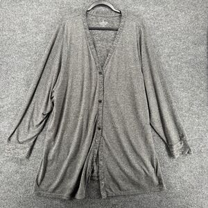 Cuddl Duds Cardigan Womens 3XL Tall Gray Button Up Lounge Comfort Cozy Casual